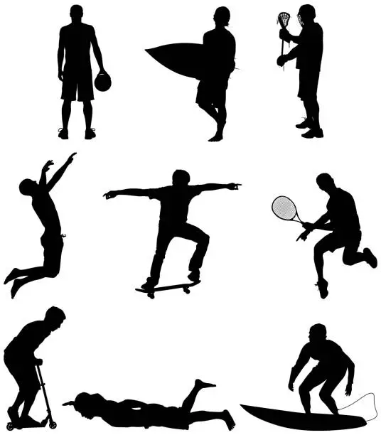 Vector illustration of Sportsmen in action