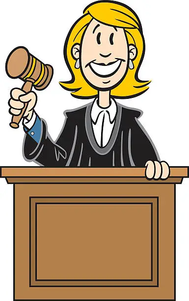 Vector illustration of Cartoon Woman Judge