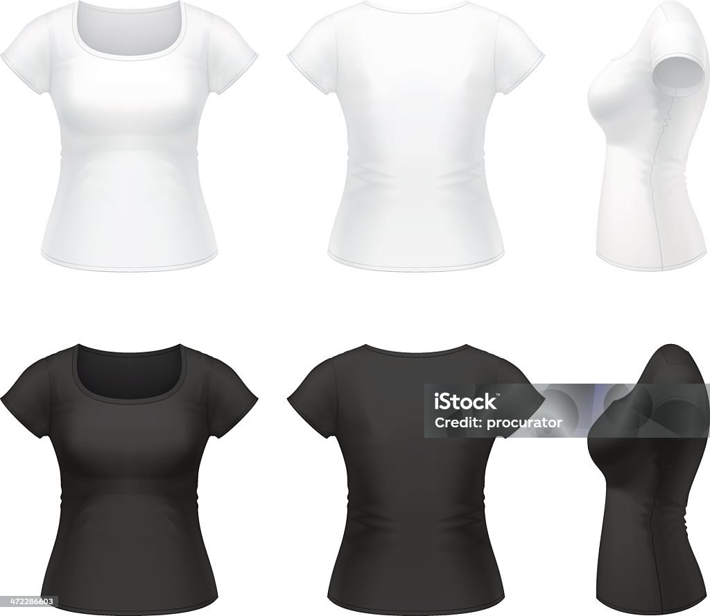 Damen-T-Shirt mit Rundhalsausschnitt - Lizenzfrei Baumwolle Vektorgrafik