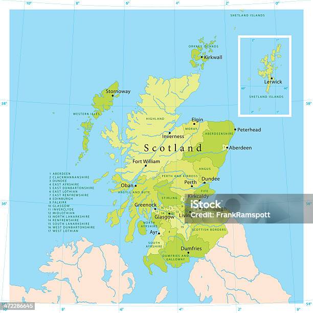 Scozia Mappa Vettoriale - Immagini vettoriali stock e altre immagini di Carta geografica - Carta geografica, Scozia, Edimburgo