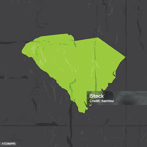 Mapa Detalhado Do Estilo Grunge Do Estado Da Carolina Do Sul - Arte vetorial de stock e mais imagens de América do Norte