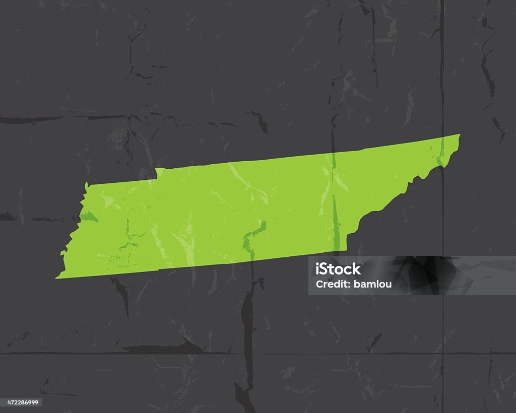 Mapa szczegółowa Tennessee state grunge style - Grafika wektorowa royalty-free (Ameryka)