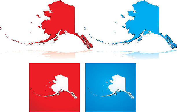 Red Blue Alaska vector art illustration