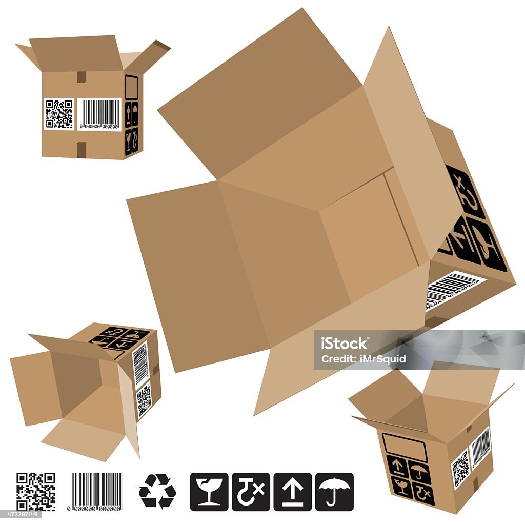 Box Rotated Corrugated Cardboard Large Box Rotated Set Stock Illustration ...