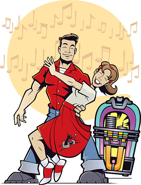 50s Dance Couple vector art illustration