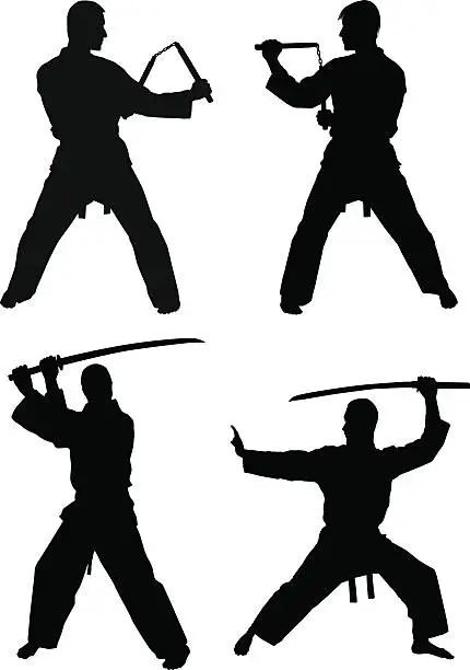 Vector illustration of Martial Arts Silhouettes