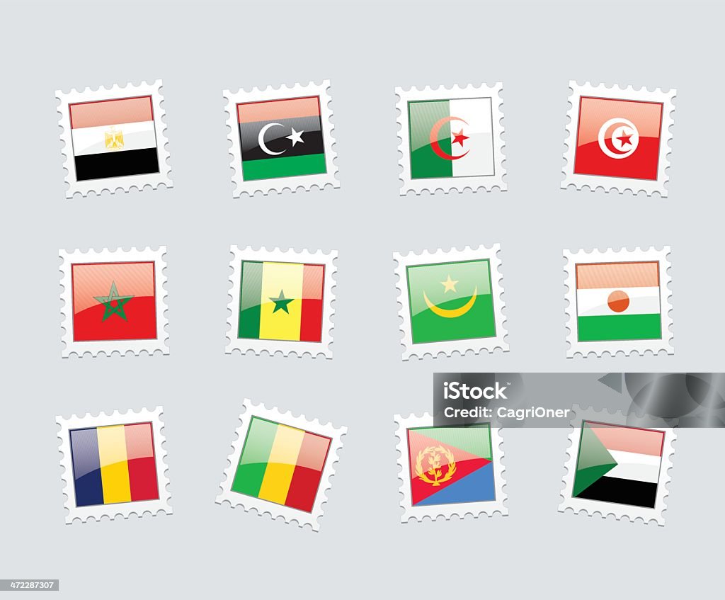 Почтовая марка флаги: Северная Африка - Векторная графика Мавритания роялти-фри