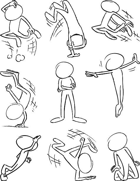 faceless znaków taniec - dancing dancer hip hop jumping stock illustrations