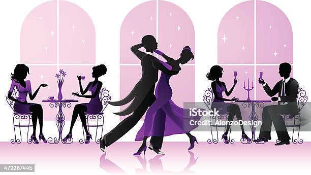Dançarinos De Salão Do Restaurante - Arte vetorial de stock e mais imagens de Dançar - Dançar, Baile noturno, Jantar - Refeições