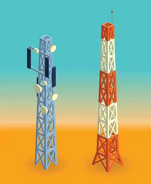 Vector illustration of communication towers
