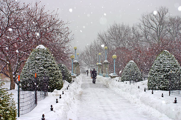 бостон winter - boston winter snow massachusetts стоковые фото и изображения