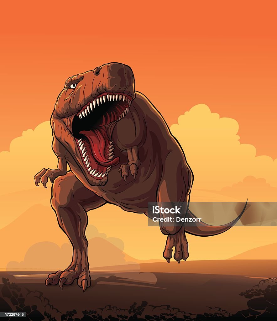 Giant dinosaur: T-rex Giant prehistoric monster of dinosaur age — Tyrannosaurus Rex. Dinosaur stock vector