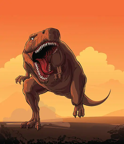 Vector illustration of Giant dinosaur: T-rex