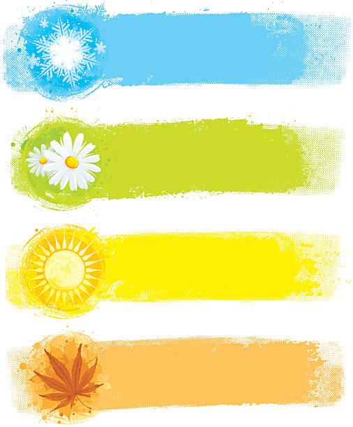 4 つの季節のペイントストライプ - white background season spring flower点のイラスト素材／クリップアート素材／マンガ素材／アイコン素材