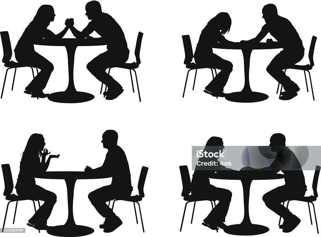 Silhouette of couples in a restaurant Silhouette of couples in a restauranthttp://www.twodozendesign.info/i/1.png People stock vector