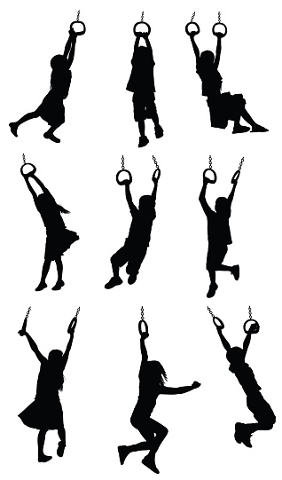 Silhouette of children hanging on gymnastic ringshttp://www.twodozendesign.info/i/1.png