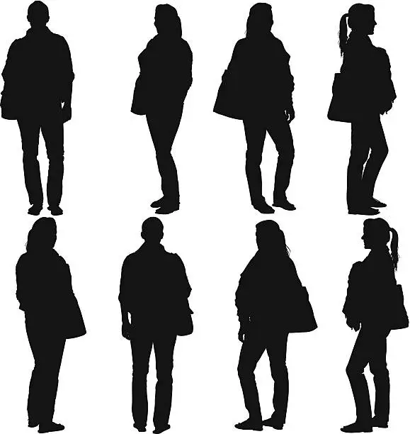 Vector illustration of Multiple images of a woman