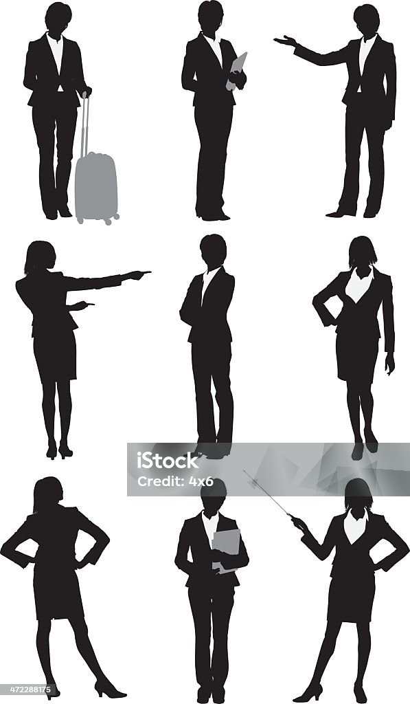 Plusieurs images d'une femme d'affaires - clipart vectoriel de Femme d'affaires libre de droits