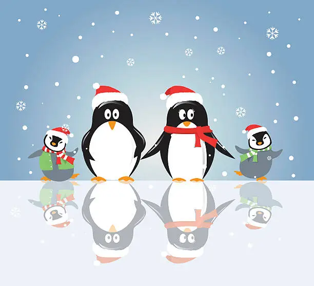 Vector illustration of Penguin Family