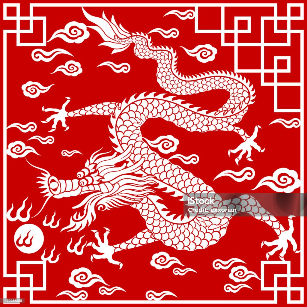 Dragon chinois papier découpé d'Art - clipart vectoriel de Dragon chinois libre de droits