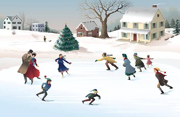 Vector illustration of Holiday Skaters