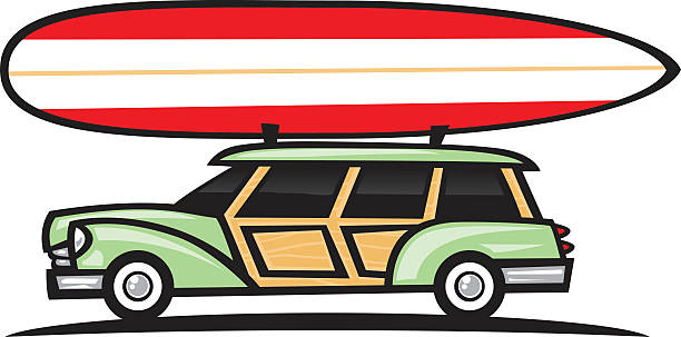surfowanie wagon woodie - woodie stock illustrations