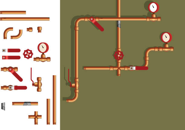 파이프 요소 - valve water water pipe pipe stock illustrations