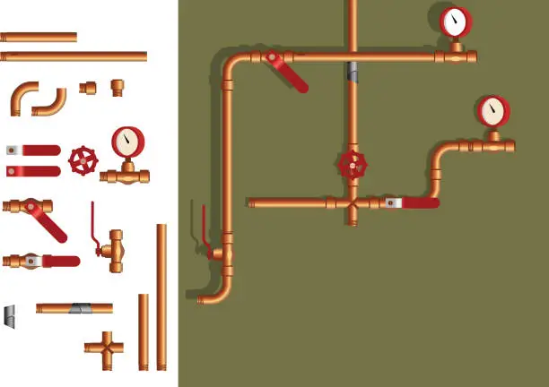 Vector illustration of pipe elements
