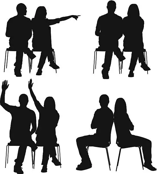 Vector illustration of Silhouette of couples