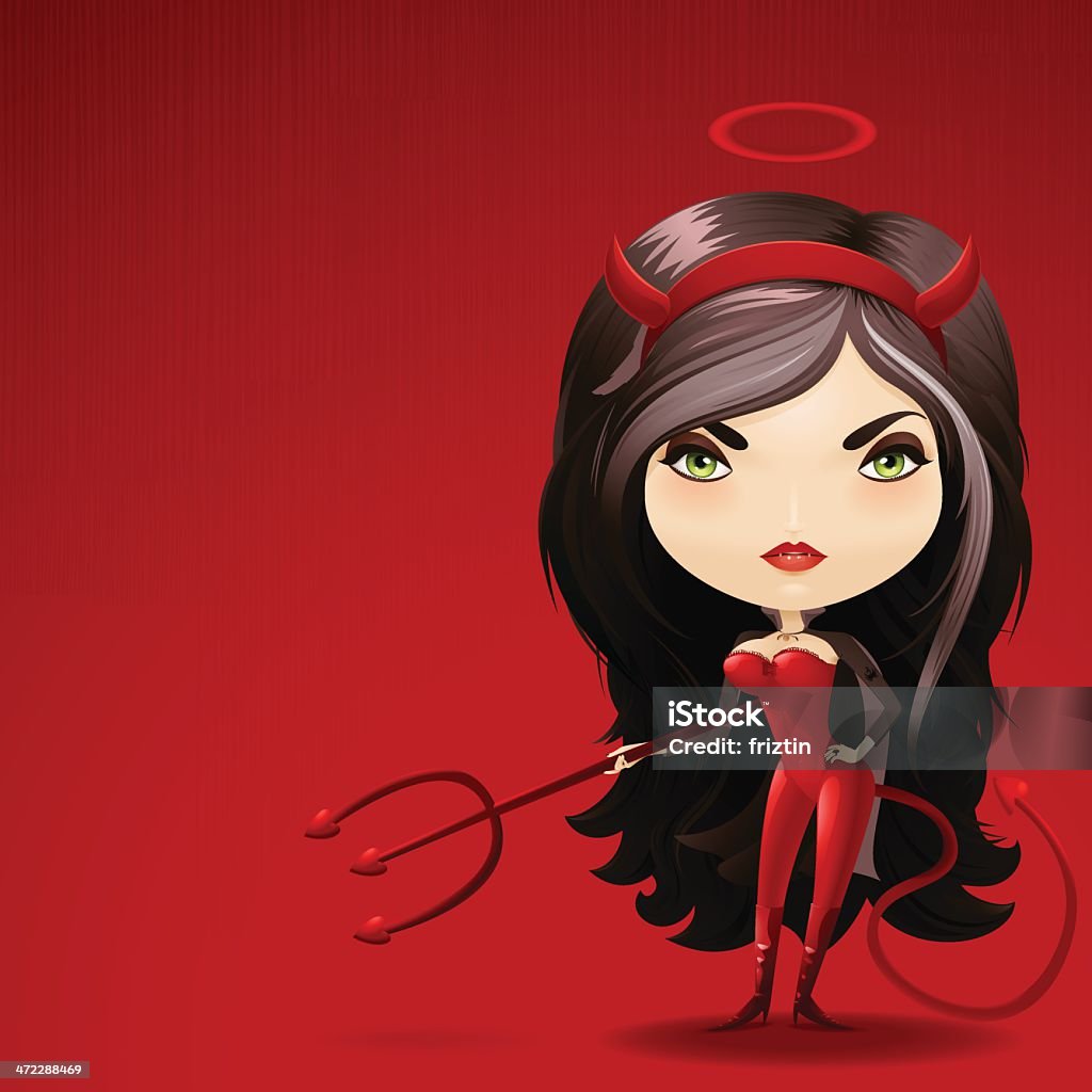 Devil kobieta bardzo szczegółowe - Grafika wektorowa royalty-free (Diabeł)