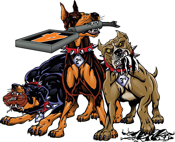 Bекторная иллюстрация Три футбол собак