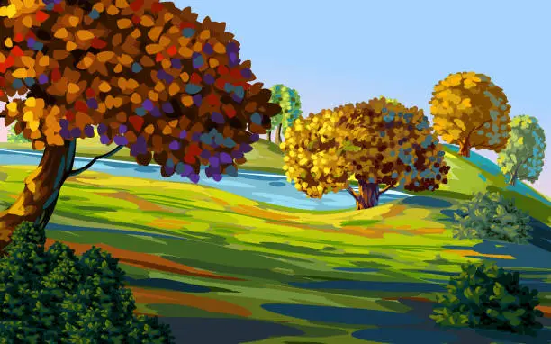 Vector illustration of Beautiful Autumn Landscape