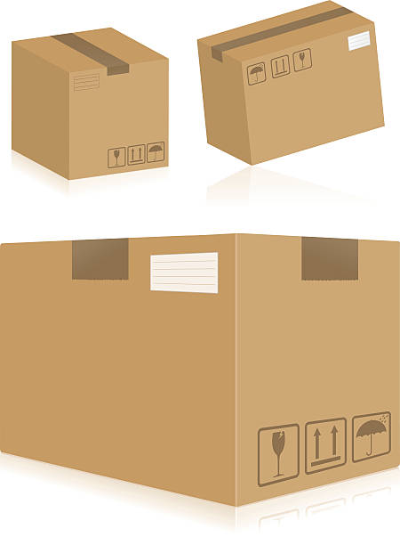 판지 상자 - cardboard box white background paper closed stock illustrations