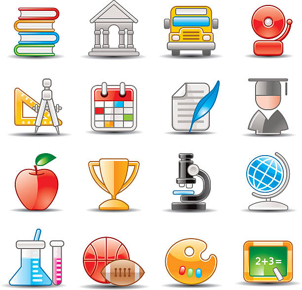 education icons vector art illustration