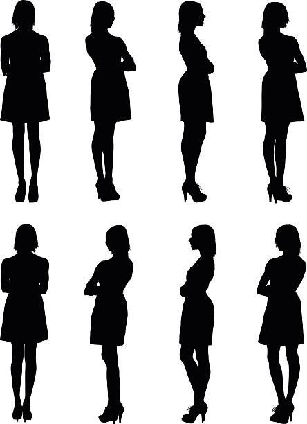 ilustrações, clipart, desenhos animados e ícones de várias imagens de uma mulher - silhouette women black and white side view