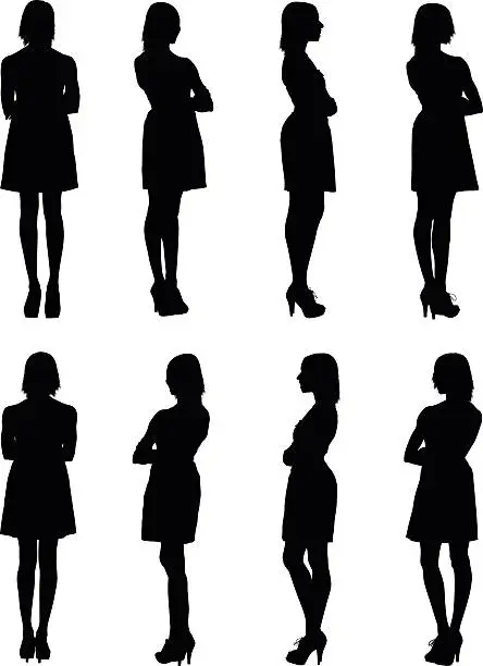 Vector illustration of Multiple images of a woman