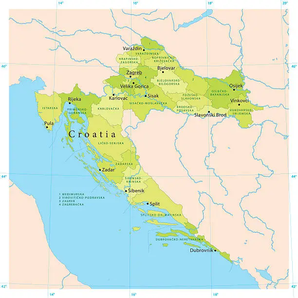 Vector illustration of Croatia Vector Map