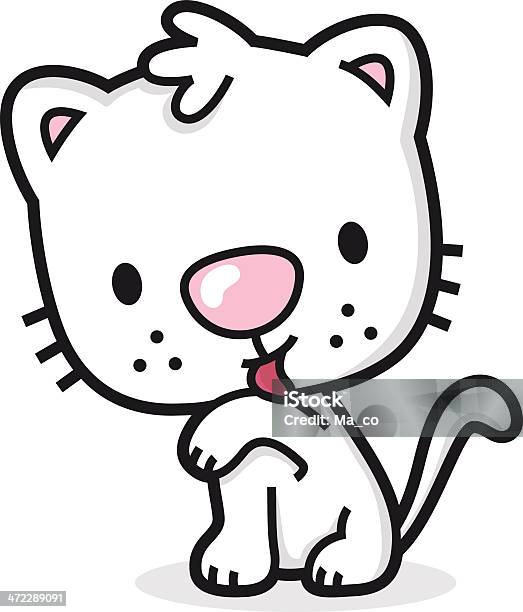 Cartoon Cat Licks And Cleans Itself Stock Illustration - Download Image Now - Domestic Cat, Kitten, Preening - Animal Behavior