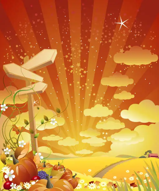 Vector illustration of Beautiful Autumn/Thanks giving Background