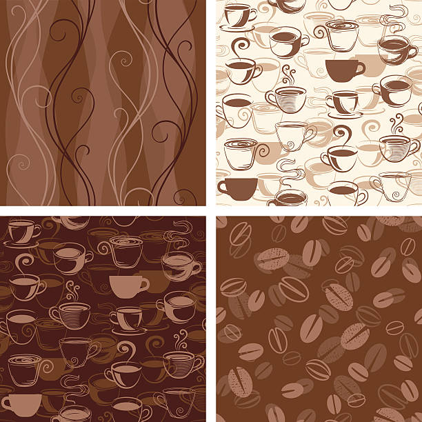 コーヒーをテーマにした壁紙、シームレスなパターン - brown swirl design pattern点のイラスト素材／クリップアート素材／マンガ素材／アイコン素材