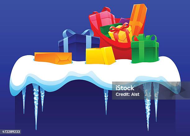 Santas Presentes Na Neve - Arte vetorial de stock e mais imagens de Caixa - Caixa, Caixa de presentes, Comemoração - Evento