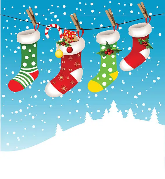 Vector illustration of Christmas socks