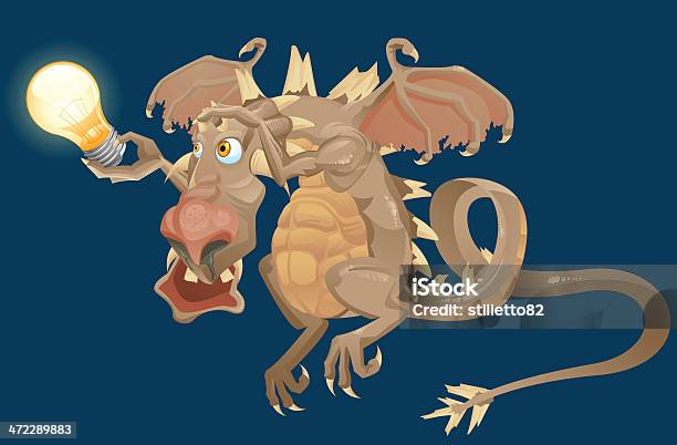 Ilustración de Dragon Bombilla De Retención y más Vectores Libres de Derechos de Ala de animal - Ala de animal, Bombilla, Clip Art
