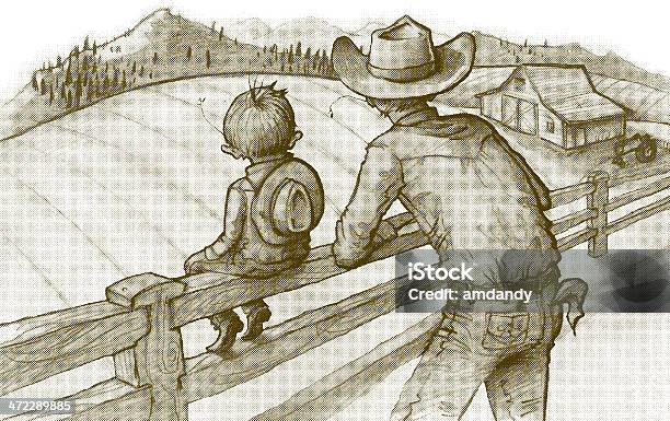 Farmin Buddies Stock Illustration - Download Image Now - Farm, Rural Scene, Cowboy