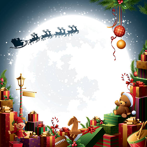 クリスマスギフト&おもちゃ-サンタのそりの - santa claus sleigh toy christmas点のイラスト素材／クリップアート素材／マンガ素材／アイコン素材