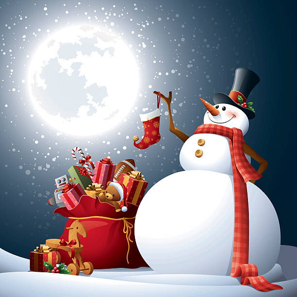 снеговик-santa's мешок - santas sack stock illustrations