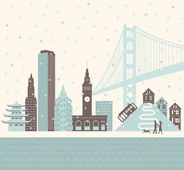 Vector illustration of San Francisco Winter