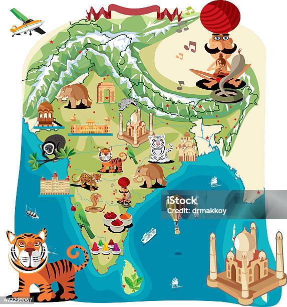 Kreskówka Mapa Indii - Stockowe grafiki wektorowe i więcej obrazów Indie - Indie, Mapa, Hindus