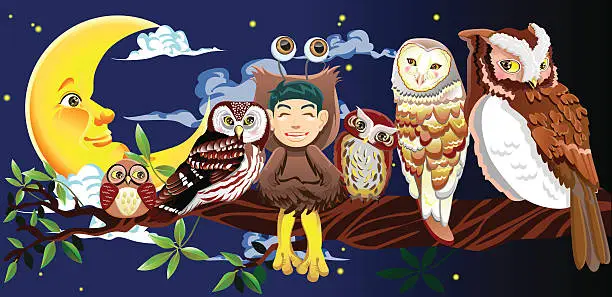 Vector illustration of Owl Story