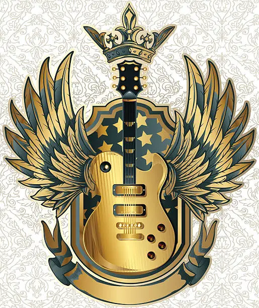 Vector illustration of Guitar emblem